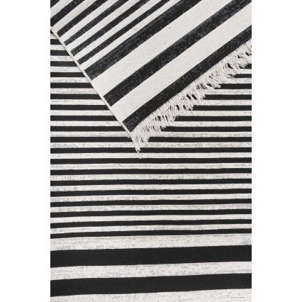 Wendbarer Teppich KILIM GOLD 80x150 cm Schwarz/Weiß