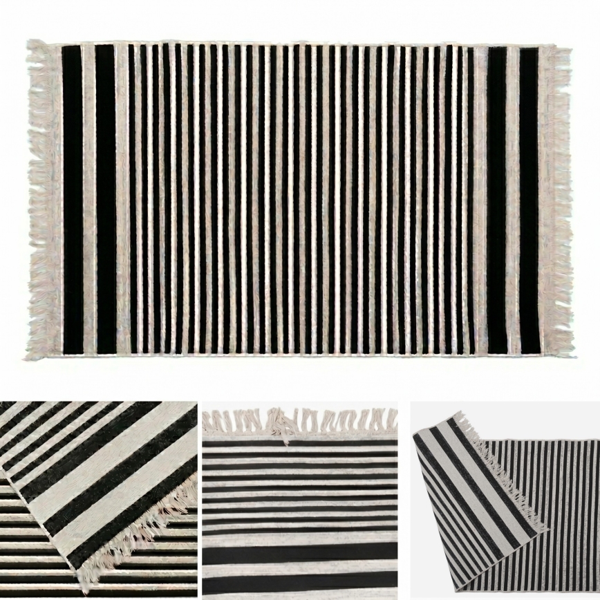 Wendeteppich KILIM GOLD 60x120 cm schwarz/weiß