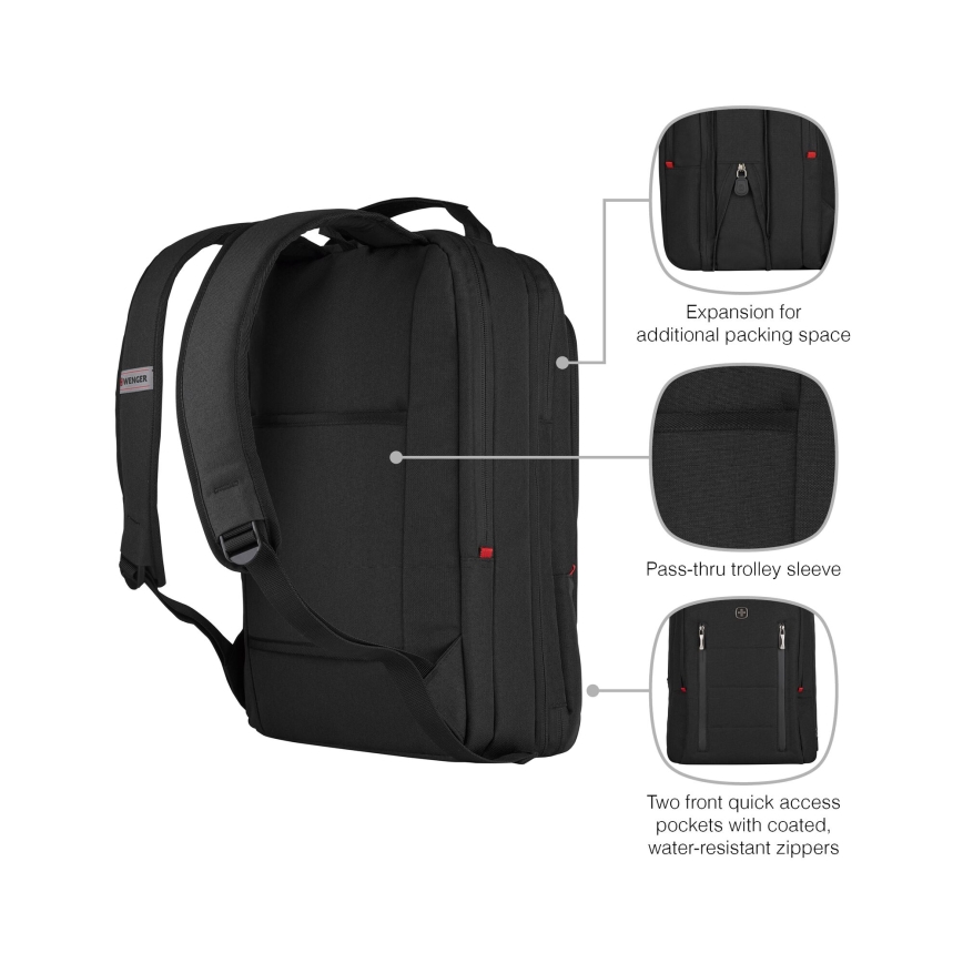 Wenger - Laptop-Rucksack 16 l 16 mit Tablet-Fach 12 City Traveler schwarz