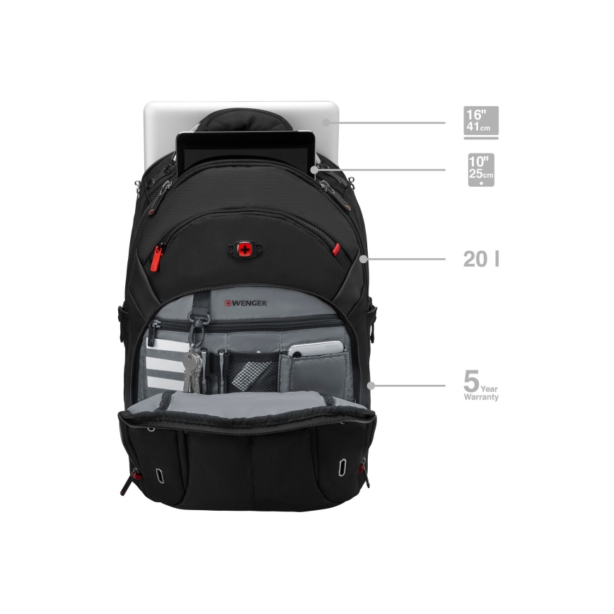 Wenger - Laptop-Rucksack 20 l 15 mit Tablet-Tasche 10 Gigabyte schwarz