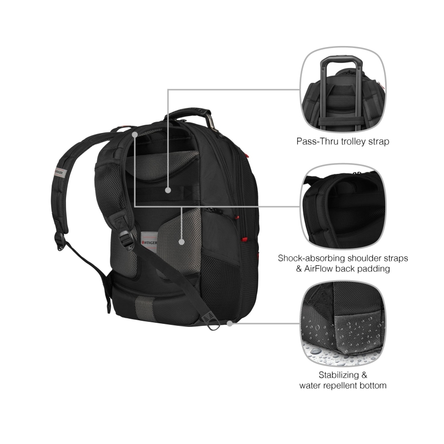 Wenger - Laptop-Rucksack 25 l 16" mit Tablet-Fach 10" Pegasus Deluxe schwarz