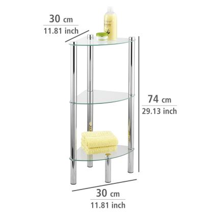 WENKO 15850100 - Ablage YAGO 30 x 74 cm, Edelstahl/silber/klar