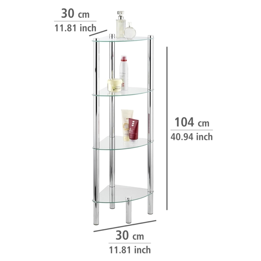 WENKO 15852100 - Regal YAGO 30x104 cm Edelstahl/silber/transparent