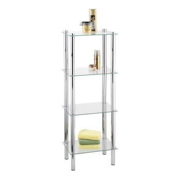 WENKO 15853100 - Regal YAGO 40x104 cm Edelstahl/silber/transparent