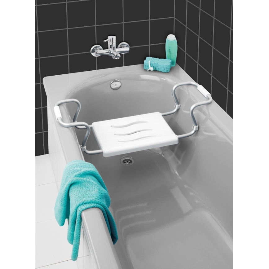 WENKO 17930100-Badewannensitz SECURA 26x18 cm weiß/silber