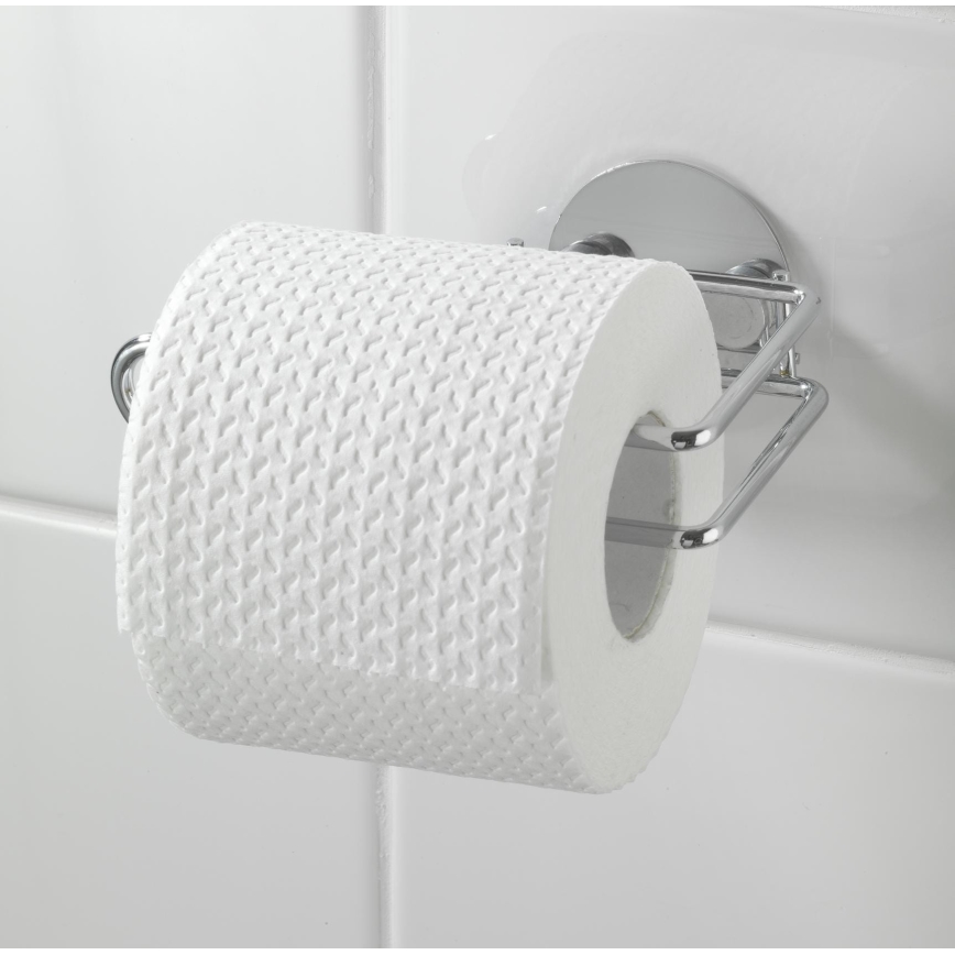 WENKO 18774100 - Toilettenpapierhalter TURBO-LOC, rund, Stahl, 14 x 9 cm, Chrom