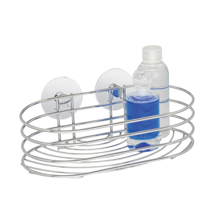 WENKO 18775100 - TURBO-LOC Rundablage, Stahl, 23,5 x 13,5 cm, Glanzchrom