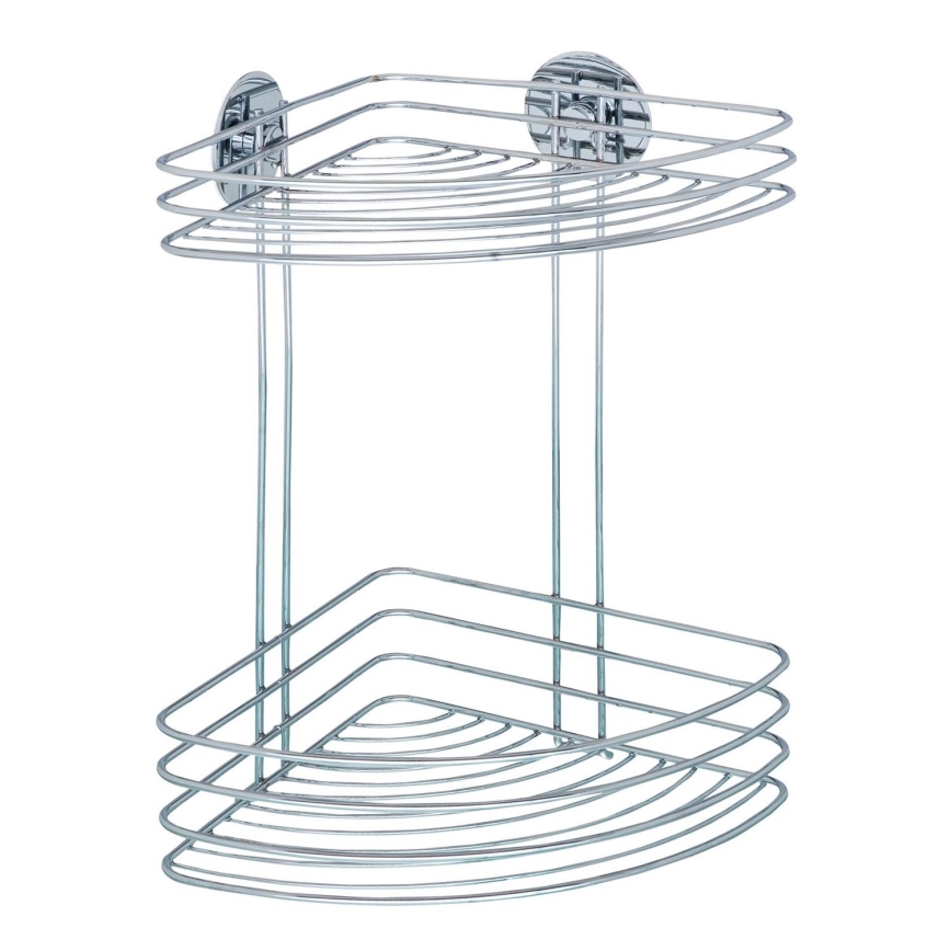 WENKO 18914100-Eckablage TURBO-LOC RUND STAHL 26,5x33 cm hochglanzchrom