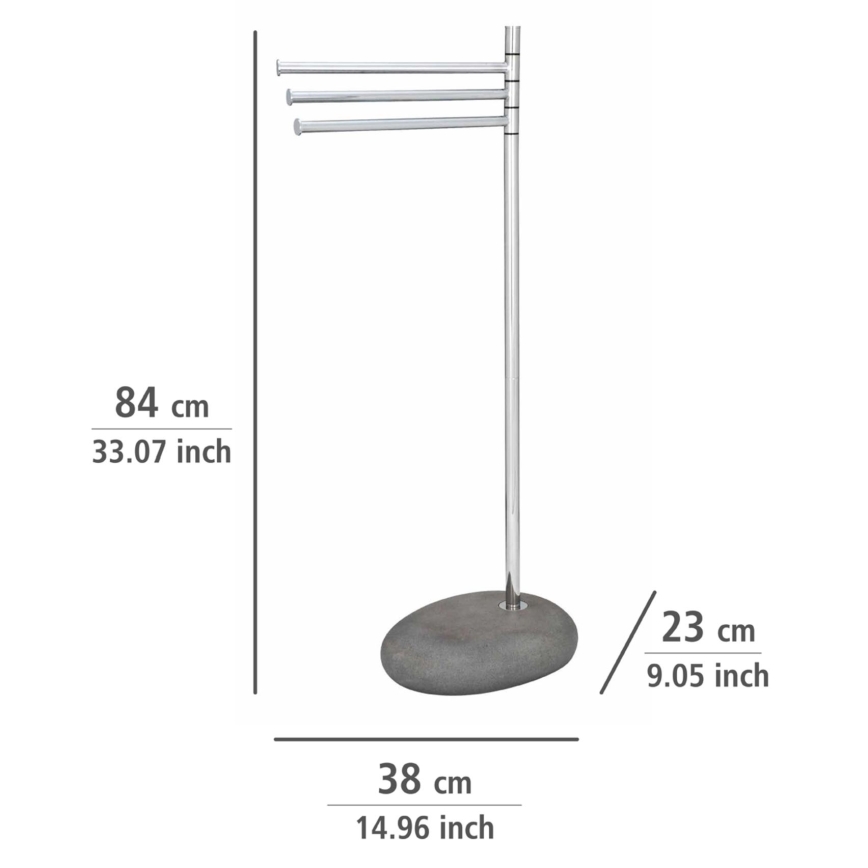 WENKO 19493100 - Handtuchständer PEBBLE STONE 38x84 cm glänzender Chrom/Grau