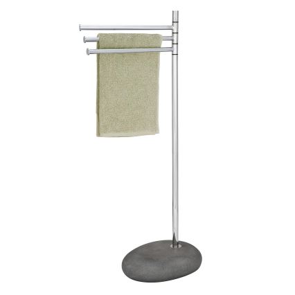 WENKO 19493100 - Handtuchständer PEBBLE STONE 38x84 cm glänzender Chrom/Grau
