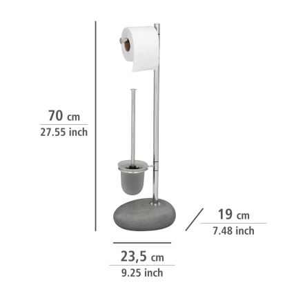 WENKO 19494100 - WC-Bürste PEBBLE STONE 23,5x70 cm glänzender Chrom/grau/Satin