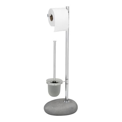 WENKO 19494100 - WC-Bürste PEBBLE STONE 23,5x70 cm glänzender Chrom/grau/Satin