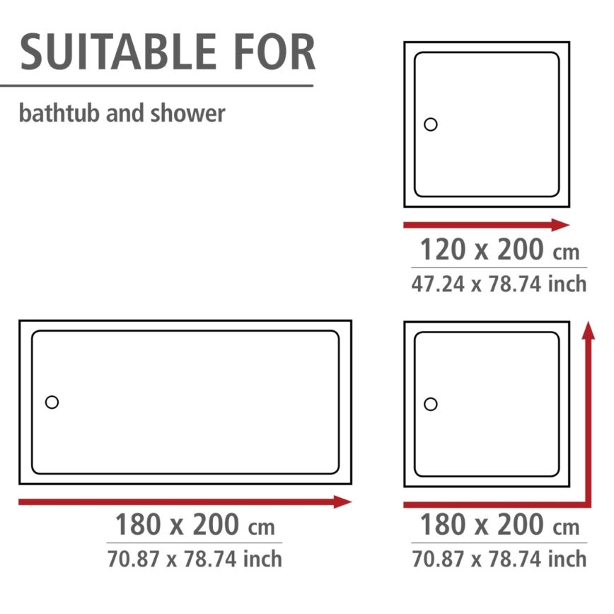 WENKO 20044100 - Duschvorhang 180x200 cm grau