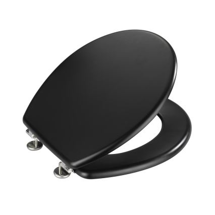 WENKO 20077100-WC WC-Sitz PRIMA 37x41 cm schwarz/silber