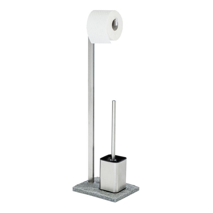 WENKO 20604100 - WC-Bürste GRANIT 23x73,5 cm Edelstahl/Satin/Grau