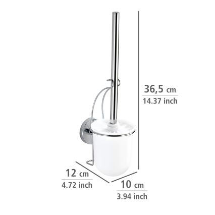 WENKO 20898100-WC-Bürste VACUUM-LOC MILAZZO 10x34 cm Edelstahl/glänzender Chrom/weiß