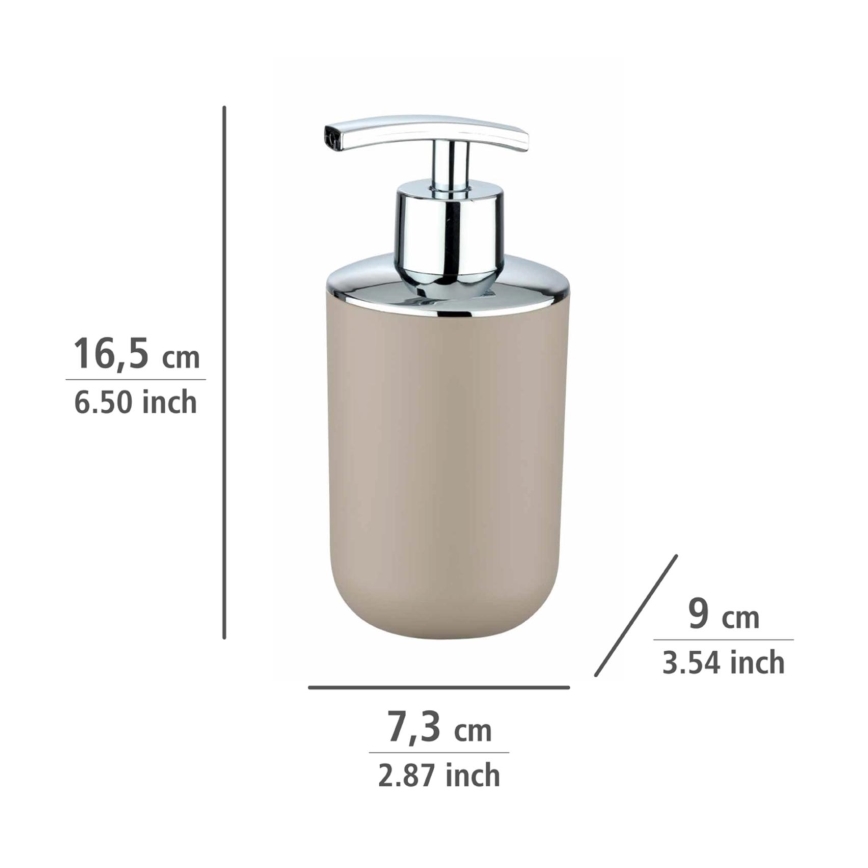 WENKO 21219100 - Seifenspender BRASIL, 7,3 x 16,5 cm, Beige/glänzender Chrom