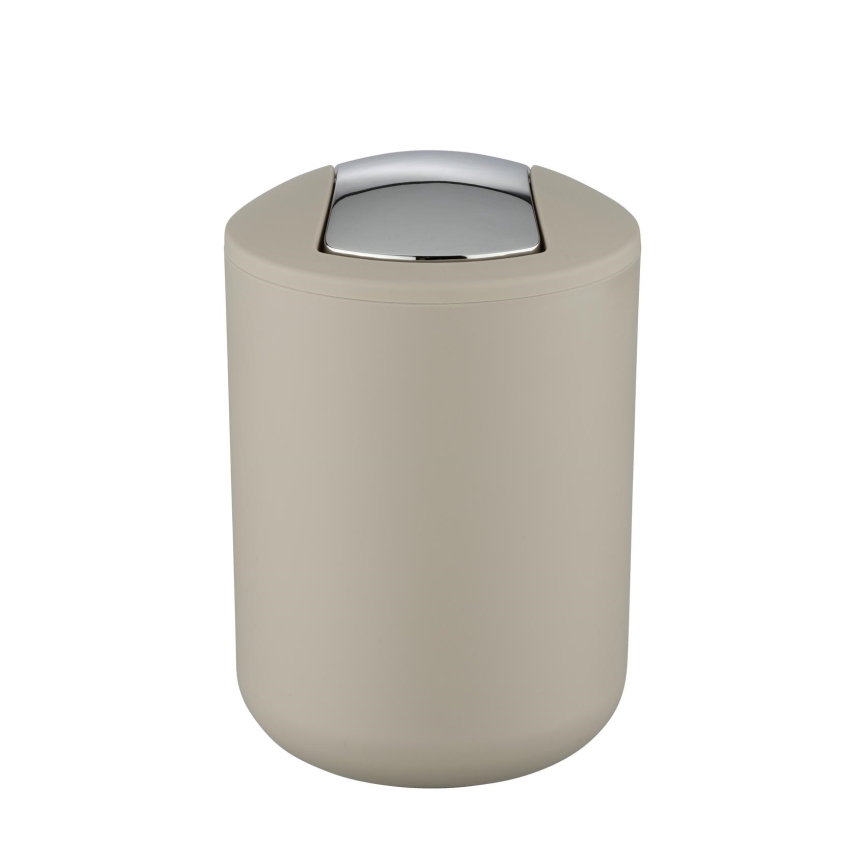 WENKO 21221100 - Abfalleimer BRASIL 14x21 cm beige/glänzender Chrom