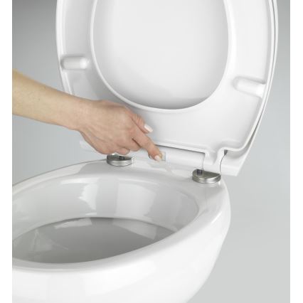 WENKO 21903100-WC WC-Sitz SAMOS 44,5 x 37,5 cm weiß/silber