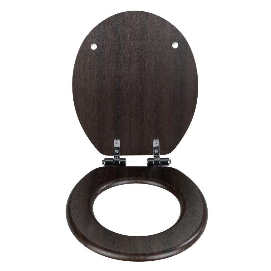 WENKO 22015100-WC WC-Sitz Wenge 35,5 x 42,5 cm braun/silber