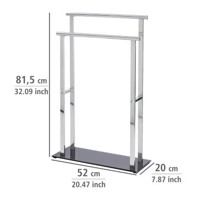 WENKO 22089100 – Garderobenleiste LAVA 52x81,5 cm Edelstahl/silber/schwarz