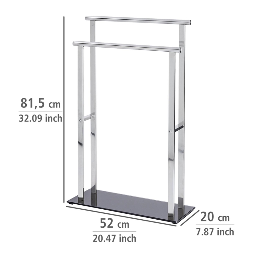 WENKO 22089100 – Garderobenleiste LAVA 52x81,5 cm Edelstahl/silber/schwarz