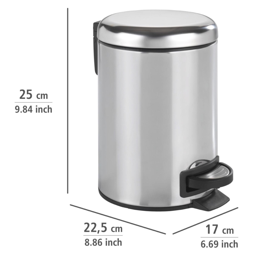 WENKO 22444100 - Abfalleimer LEMAN 17x25 cm Edelstahl/silber/schwarz
