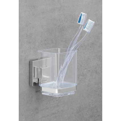 WENKO 22680100 -Becher VACUUM-LOC QUADRO ED 7,5x10 cm silber/Glanzchrom/klar