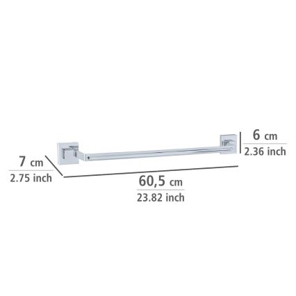 WENKO 22684100 - Handtuchhalter VACUUM-LOC QUADRO ED 60,5 x 6 cm, Silber/Glanzchrom