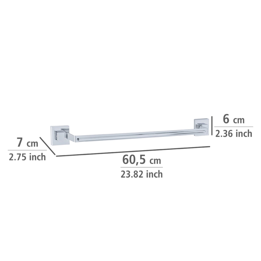 WENKO 22684100 - Handtuchhalter VACUUM-LOC QUADRO ED 60,5 x 6 cm, Silber/Glanzchrom