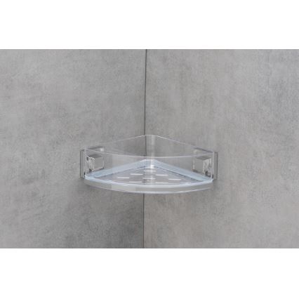 WENKO 22686100-Eckablage VACUUM-LOC QUADRO ED 28x19,5 cm silber/transparent