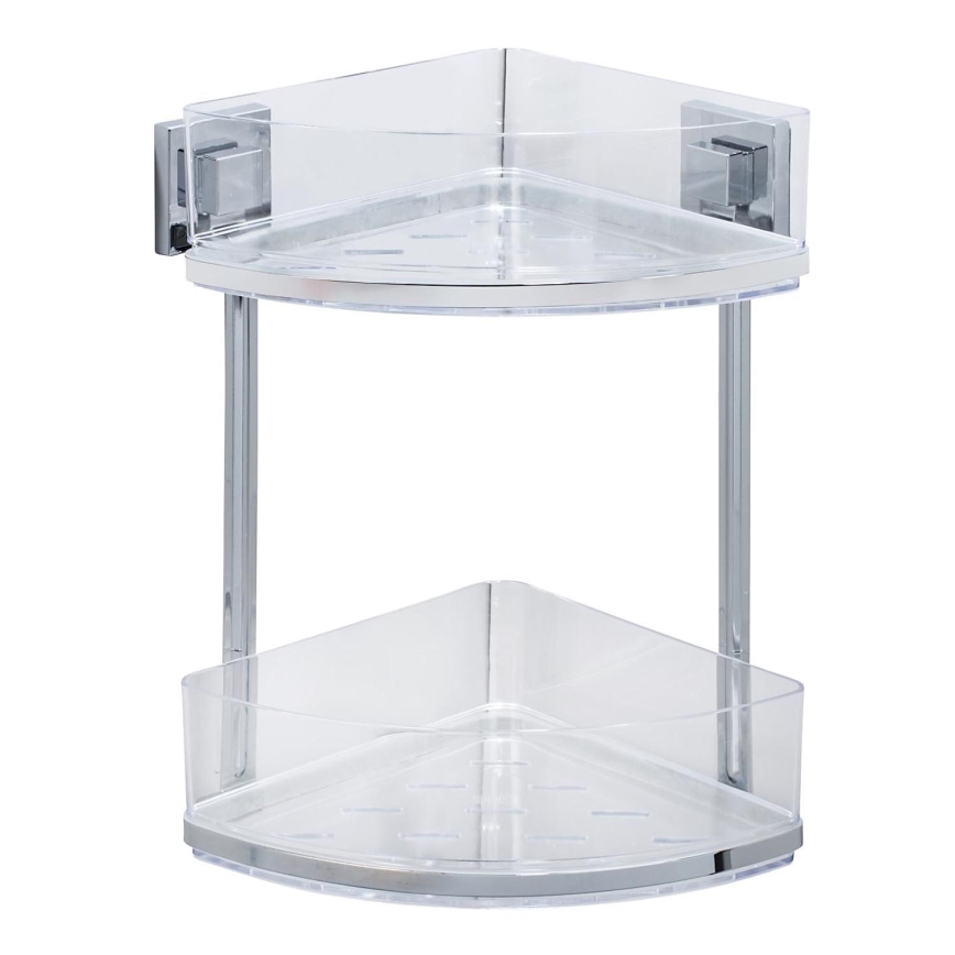 WENKO 22690100-Eckregal VACUUM-LOC QUADRO ED 28x32,5 cm silber/Glanzchrom