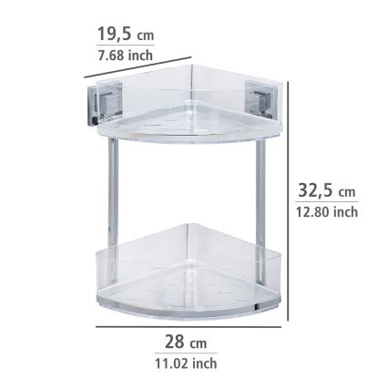 WENKO 22690100-Eckregal VACUUM-LOC QUADRO ED 28x32,5 cm silber/Glanzchrom
