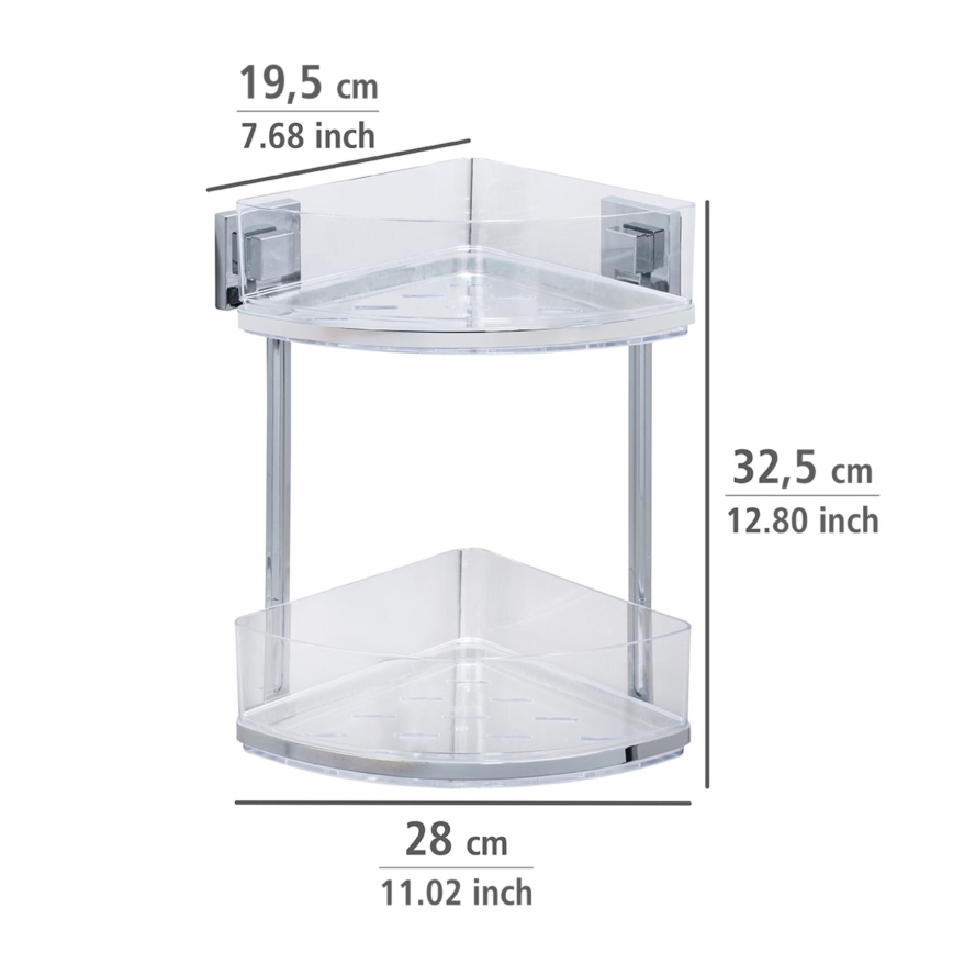 WENKO 22690100-Eckregal VACUUM-LOC QUADRO ED 28x32,5 cm silber/Glanzchrom