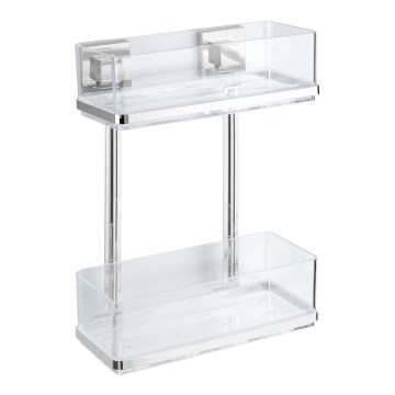 WENKO 22691100-Regal VACUUM-LOC QUADRO ED 25,5 x 32,5 cm silber/Hochglanz-Chrom/klar