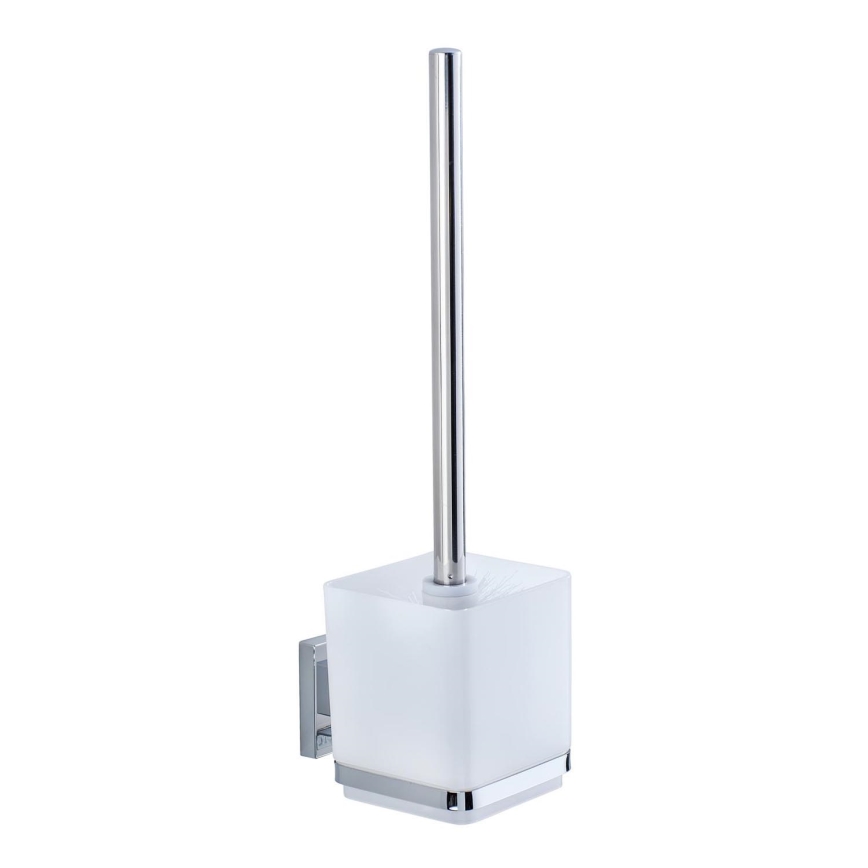 WENKO 22695100-WC WC-Bürste VACUUM-LOC QUADRO ED 9,5x37 cm silber/glänzender Chrom/klar