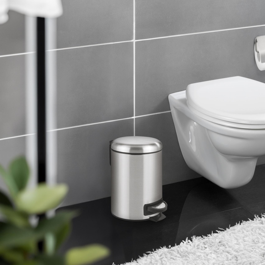 WENKO 22702100 - Abfalleimer LEMAN 17x25 cm Edelstahl satiniert/schwarz