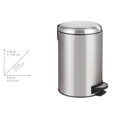 WENKO 22703100 - Mülleimer LEMAN 25x38 cm Edelstahl/satiniert/schwarz