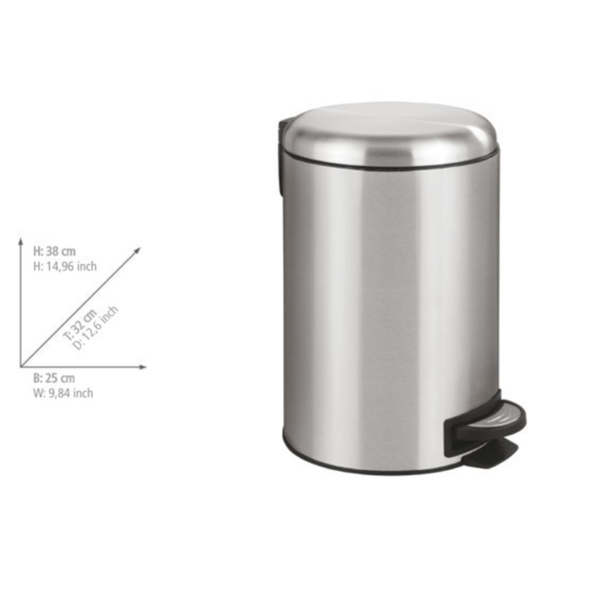 WENKO 22703100 - Mülleimer LEMAN 25x38 cm Edelstahl/satiniert/schwarz