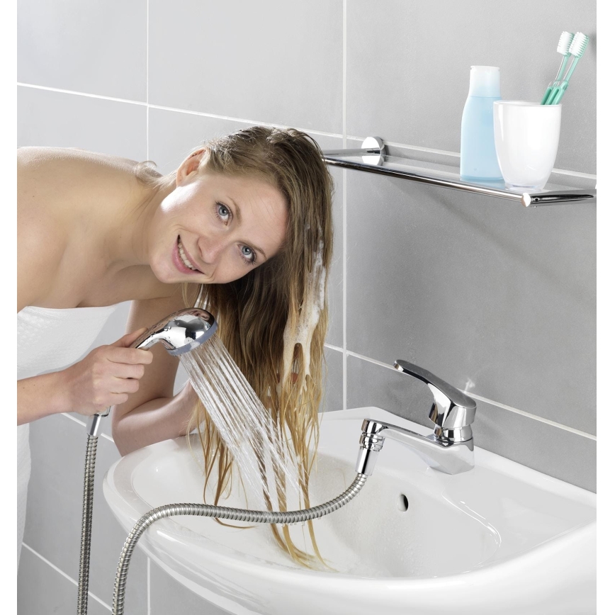 WENKO 22866100 - Duschstange UNIVERSAL 170x6,5 cm glänzender Chrom/Silber/Grau