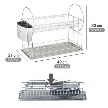 WENKO 2329100 - Geschirrabtropfer DUO 21x33 cm Edelstahl/silber