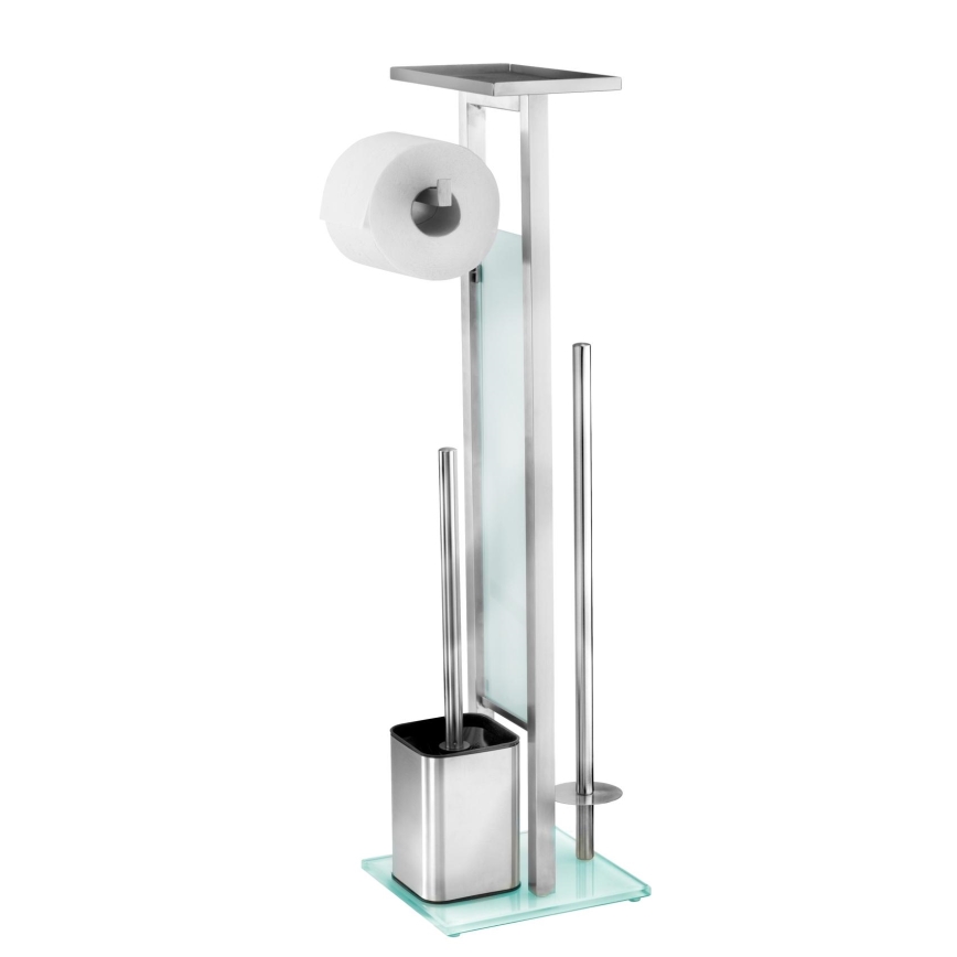WENKO 23364100 - WC-Bürste DEBAR 21x70,5 cm Edelstahl/satin/weiß