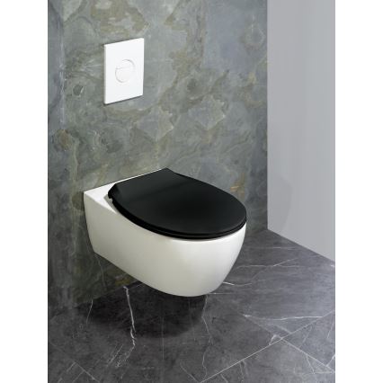 WENKO 23443100-WC WC-Sitz KOS 44x37 cm schwarz/silber