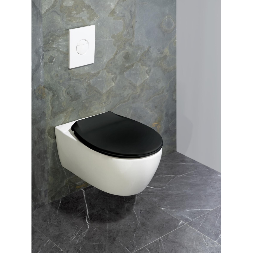 WENKO 23443100-WC WC-Sitz KOS 44x37 cm schwarz/silber
