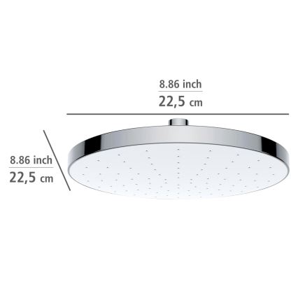 WENKO 24000100-Duschkopf AUTOMATISCHE REINIGUNG 22,5x22,5 cm glänzender Chrom/Weiß