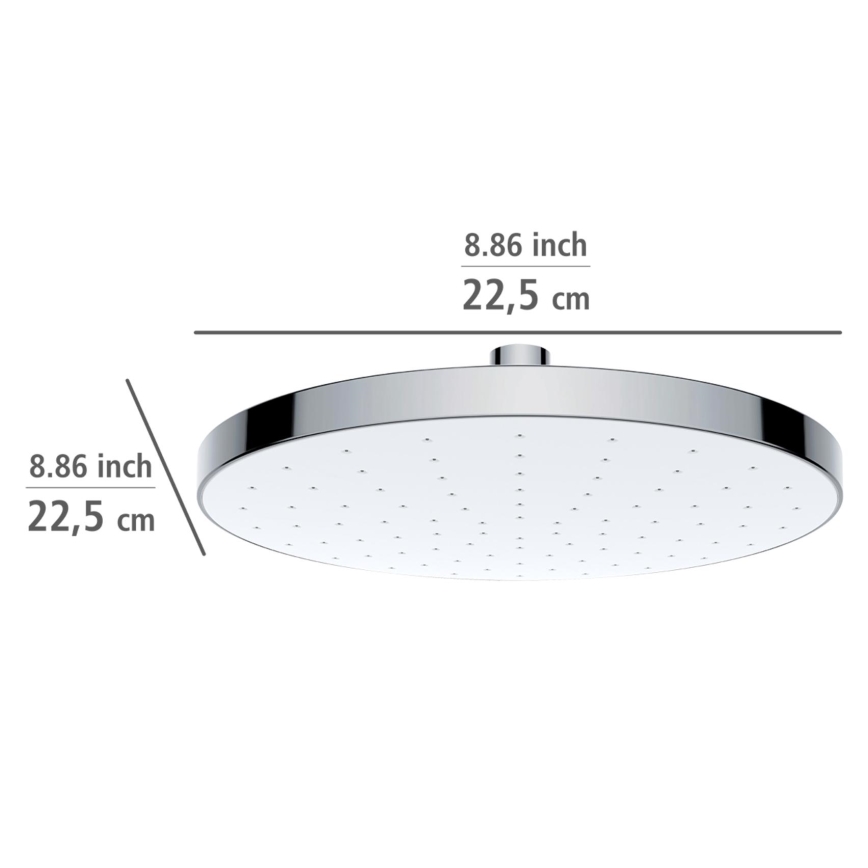 WENKO 24000100-Duschkopf AUTOMATISCHE REINIGUNG 22,5x22,5 cm glänzender Chrom/Weiß