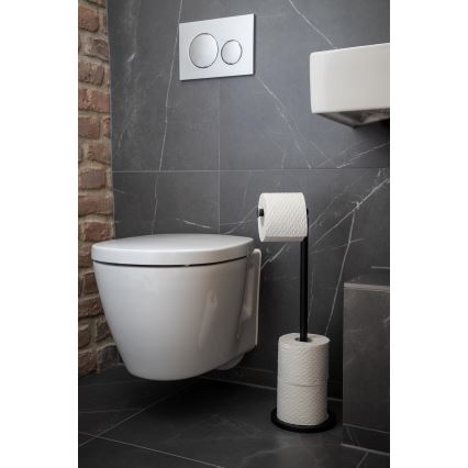 WENKO 24034100 - Toilettenpapierhalter 21x55 cm schwarz/silber