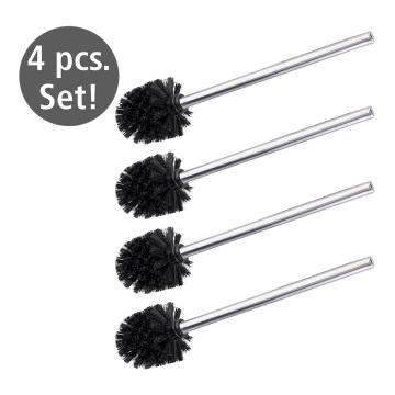 WENKO 24089800 - SET 4x WC-Bürste 8x35 cm Edelstahl/silber/schwarz