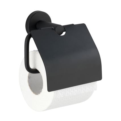WENKO 24241100-Toilettenpapierhalter BOSIO BLACK 15x13,5 cm Edelstahl/silber