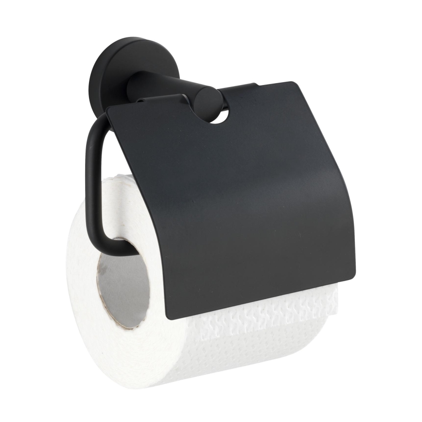 WENKO 24241100-Toilettenpapierhalter BOSIO BLACK 15x13,5 cm Edelstahl/silber